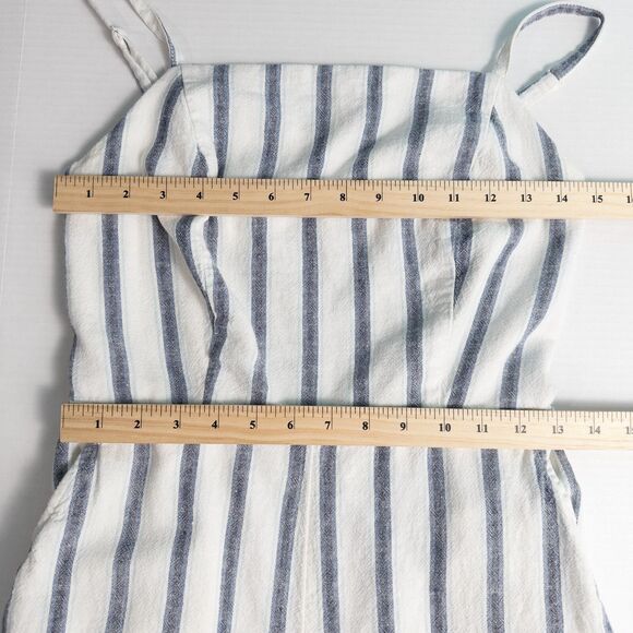Old Navy Striped Linen Blend Cami Jumpsuit Womens Medium Off White Blue Nautical - Picture 4 of 16